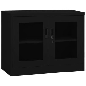 Büroschrank aus schwarzem Stahl 90x40x70 cm von vidaXL, Schließfächer und Lagerschränke - Ref: Foro24-335928, Preis: 136,99 €...