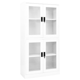 Armario oficina acero vidrio templado blanco 90x40x180 cm de vidaXL, Taquillas y armarios de almacenamiento - Ref: Foro24-335...