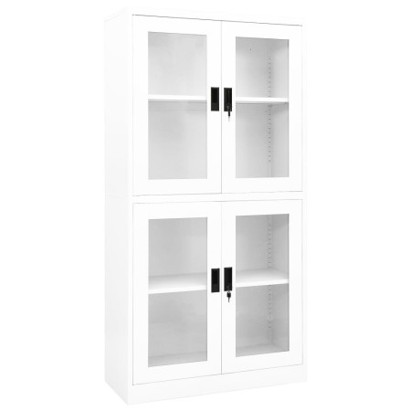 Weißer Büroschrank aus gehärtetem Glasstahl, 90 x 40 x 180 cm von vidaXL, Schließfächer und Lagerschränke - Ref: Foro24-33593...