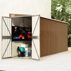 Cobertizo jardín pared acero galvanizado marrón 118x382x178 cm de vidaXL, Cobertizos - Ref: Foro24-316232, Precio: 354,99 €, ...