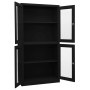 Steel and tempered black glass office cabinet 90x40x180 cm by vidaXL, Lockers and storage cabinets - Ref: Foro24-335940, Pric...