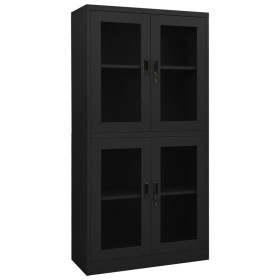 Steel and anthracite tempered glass office cabinet 90x40x180 cm by vidaXL, Lockers and storage cabinets - Ref: Foro24-335941,...