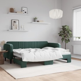 Dark green velvet trundle sofa bed 80x200 cm by vidaXL, Beds and slatted bases - Ref: Foro24-3197058, Price: 263,90 €, Discou...