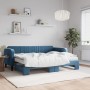 Trundle sofa bed with blue velvet mattress 80x200 cm by vidaXL, Beds and slatted bases - Ref: Foro24-3197079, Price: 446,37 €...