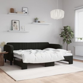 Black velvet trundle sofa bed 80x200 cm by vidaXL, Beds and slatted bases - Ref: Foro24-3197060, Price: 267,99 €, Discount: %