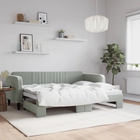 Light gray velvet trundle sofa bed 80x200 cm by vidaXL, Beds and slatted bases - Ref: Foro24-3197056, Price: 267,99 €, Discou...