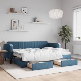 Sofá cama nido con cajones terciopelo azul 80x200 cm de vidaXL, Camas y somieres - Ref: Foro24-3197103, Precio: 320,99 €, Des...