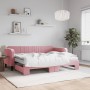 Trundle sofa bed with pink velvet mattress 80x200 cm by vidaXL, Beds and slatted bases - Ref: Foro24-3197083, Price: 428,80 €...