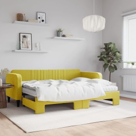 Trundle sofa bed with drawers yellow velvet 80x200 cm by vidaXL, Beds and slatted bases - Ref: Foro24-3197085, Price: 452,99 ...