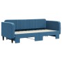 Blue velvet trundle sofa bed 80x200 cm by vidaXL, Beds and slatted bases - Ref: Foro24-3197055, Price: 264,99 €, Discount: %