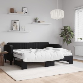 Sofá cama nido con colchón terciopelo negro 80x200 cm de vidaXL, Camas y somieres - Ref: Foro24-3197084, Precio: 410,99 €, De...