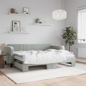 Trundle sofa bed with light gray velvet mattress 80x200 cm by vidaXL, Beds and slatted bases - Ref: Foro24-3197080, Price: 41...