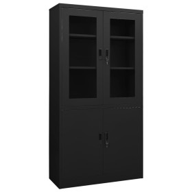 Black steel office cabinet 90x40x180 cm by vidaXL, Lockers and storage cabinets - Ref: Foro24-335948, Price: 301,97 €, Discou...