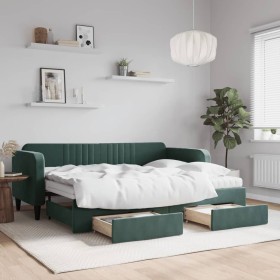 Trundle sofa bed with drawers dark green velvet 80x200 cm by vidaXL, Beds and slatted bases - Ref: Foro24-3197130, Price: 477...