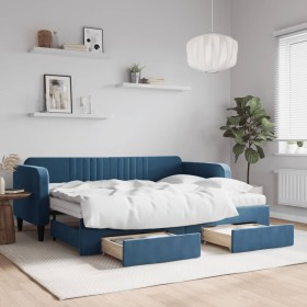 Trundle sofa bed with drawers blue velvet 80x200 cm by vidaXL, Beds and slatted bases - Ref: Foro24-3197127, Price: 466,99 €,...