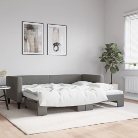 Trundle sofa bed dark gray fabric 80x200 cm by vidaXL, Beds and slatted bases - Ref: Foro24-3196574, Price: 280,99 €, Discoun...