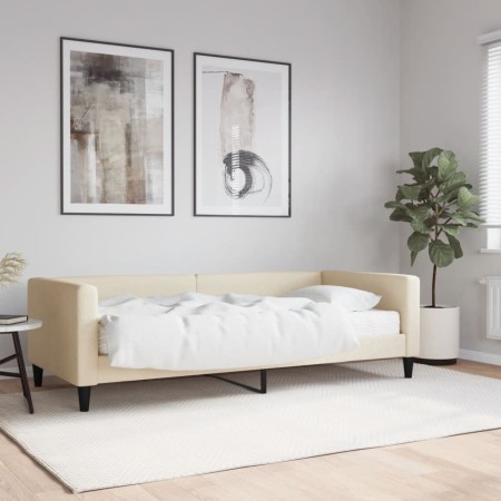 Sofa bed with cream fabric mattress 90x200 cm by vidaXL, Beds and slatted bases - Ref: Foro24-3196564, Price: 340,22 €, Disco...