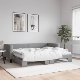 Trundle sofa bed with light gray fabric mattress 80x200 cm by vidaXL, Beds and slatted bases - Ref: Foro24-3196591, Price: 41...