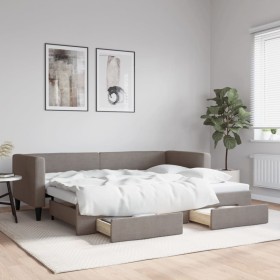 Trundle sofa bed with drawers taupe gray fabric 80x200 cm by vidaXL, Beds and slatted bases - Ref: Foro24-3196612, Price: 322...