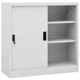 Büroschrank mit Schiebetür aus hellgrauem Stahl, 90 x 40 x 90 cm von vidaXL, Schließfächer und Lagerschränke - Ref: Foro24-33...