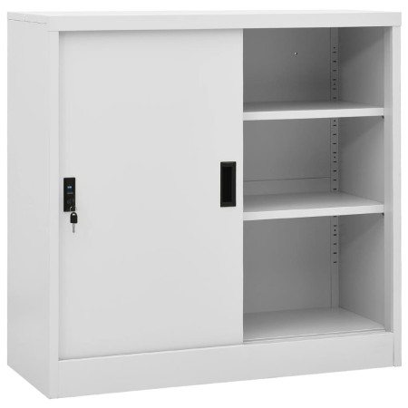 Büroschrank mit Schiebetür aus hellgrauem Stahl, 90 x 40 x 90 cm von vidaXL, Schließfächer und Lagerschränke - Ref: Foro24-33...