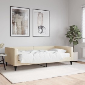 Sofa bed with cream fabric mattress 100x200 cm by vidaXL, Beds and slatted bases - Ref: Foro24-3196569, Price: 331,99 €, Disc...