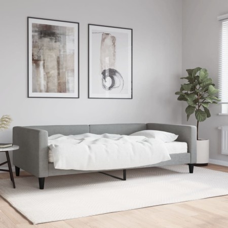 Sofa bed with light gray fabric mattress 100x200 cm by vidaXL, Beds and slatted bases - Ref: Foro24-3196565, Price: 386,57 €,...