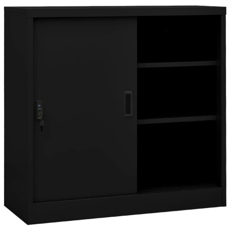 Office cabinet with sliding door black steel 90x40x90cm by vidaXL, Lockers and storage cabinets - Ref: Foro24-335952, Price: ...