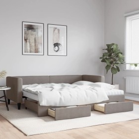 Sofá cama nido con cajones tela gris taupe 80x200 cm de vidaXL, Camas y somieres - Ref: Foro24-3196630, Precio: 467,99 €, Des...