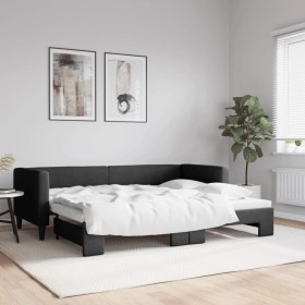 Black fabric trundle sofa bed 80x200 cm by vidaXL, Beds and slatted bases - Ref: Foro24-3196575, Price: 291,99 €, Discount: %