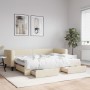 Trundle sofa bed with drawers cream fabric 80x200 cm by vidaXL, Beds and slatted bases - Ref: Foro24-3196613, Price: 311,08 €...