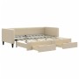 Trundle sofa bed with drawers cream fabric 80x200 cm by vidaXL, Beds and slatted bases - Ref: Foro24-3196613, Price: 311,08 €...