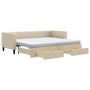 Trundle sofa bed with drawers cream fabric 80x200 cm by vidaXL, Beds and slatted bases - Ref: Foro24-3196631, Price: 470,92 €...