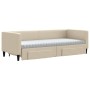 Trundle sofa bed with drawers cream fabric 80x200 cm by vidaXL, Beds and slatted bases - Ref: Foro24-3196631, Price: 470,92 €...