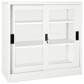 Kleiderschrank mit Schiebetür weißer Stahl 90x40x90 cm von vidaXL, Schließfächer und Lagerschränke - Ref: Foro24-335954, Prei...