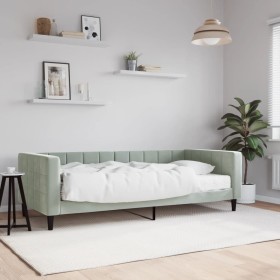 Sofa bed with light gray velvet mattress 90x200 cm by vidaXL, Beds and slatted bases - Ref: Foro24-3196667, Price: 373,47 €, ...