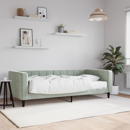 Sofa bed with light gray velvet mattress 90x200 cm by vidaXL, Beds and slatted bases - Ref: Foro24-3196667, Price: 343,99 €, ...