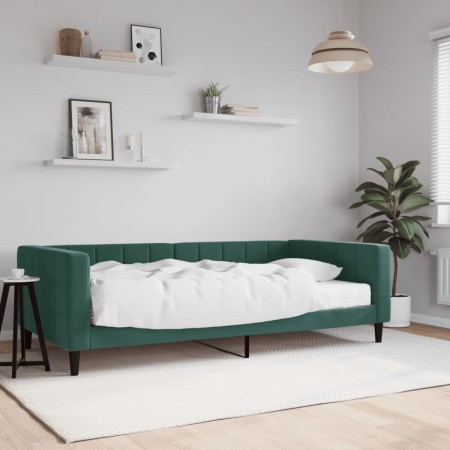 Sofá cama con colchón terciopelo verde oscuro 100x200 cm de vidaXL, Camas y somieres - Ref: Foro24-3196676, Precio: 361,99 €,...