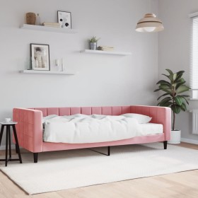 Sofa bed with pink velvet mattress 90x200 cm by vidaXL, Beds and slatted bases - Ref: Foro24-3196670, Price: 357,99 €, Discou...