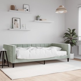 Sofa bed with light gray velvet mattress 100x200 cm by vidaXL, Beds and slatted bases - Ref: Foro24-3196674, Price: 397,04 €,...