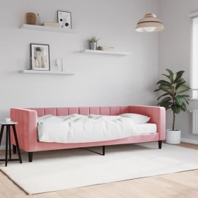 Sofa bed with pink velvet mattress 80x200 cm by vidaXL, Beds and slatted bases - Ref: Foro24-3196663, Price: 324,39 €, Discou...