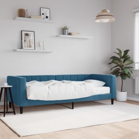 Sofa bed with blue velvet mattress 80x200 cm by vidaXL, Beds and slatted bases - Ref: Foro24-3196659, Price: 322,77 €, Discou...