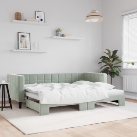 Light gray velvet trundle sofa bed 80x200 cm by vidaXL, Beds and slatted bases - Ref: Foro24-3196684, Price: 301,77 €, Discou...