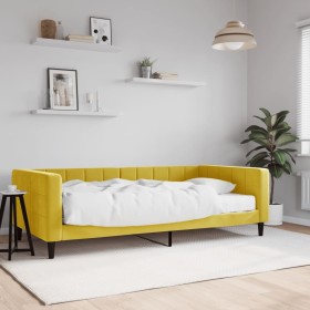 Sofa bed with yellow velvet mattress 100x200 cm by vidaXL, Beds and slatted bases - Ref: Foro24-3196679, Price: 349,99 €, Dis...