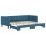 Blue velvet trundle sofa bed 90x200 cm by vidaXL, Beds and slatted bases - Ref: Foro24-3196690, Price: 321,99 €, Discount: %