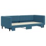 Blue velvet trundle sofa bed 90x200 cm by vidaXL, Beds and slatted bases - Ref: Foro24-3196690, Price: 321,99 €, Discount: %