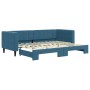 Blue velvet trundle sofa bed 80x200 cm by vidaXL, Beds and slatted bases - Ref: Foro24-3196683, Price: 279,27 €, Discount: %