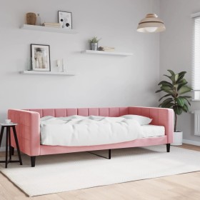 Sofa bed with pink velvet mattress 100x200 cm by vidaXL, Beds and slatted bases - Ref: Foro24-3196677, Price: 363,31 €, Disco...