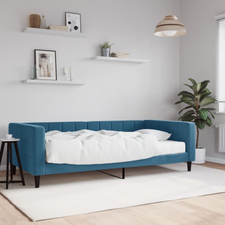 Sofa bed with blue velvet mattress 100x200 cm by vidaXL, Beds and slatted bases - Ref: Foro24-3196673, Price: 349,99 €, Disco...