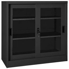 Kleiderschrank mit Schiebetür aus anthrazitfarbenem Stahl 90x40x90 cm von vidaXL, Schließfächer und Lagerschränke - Ref: Foro...